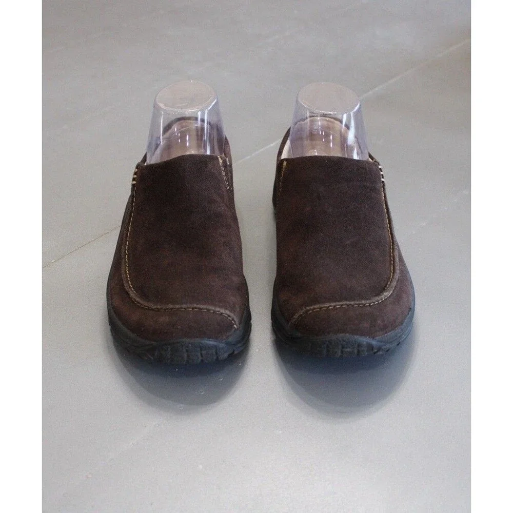 L.L. Bean Comfort Moc Suede Mules Womens 8 M Brown Slip‎ On Clog Casual Comfort